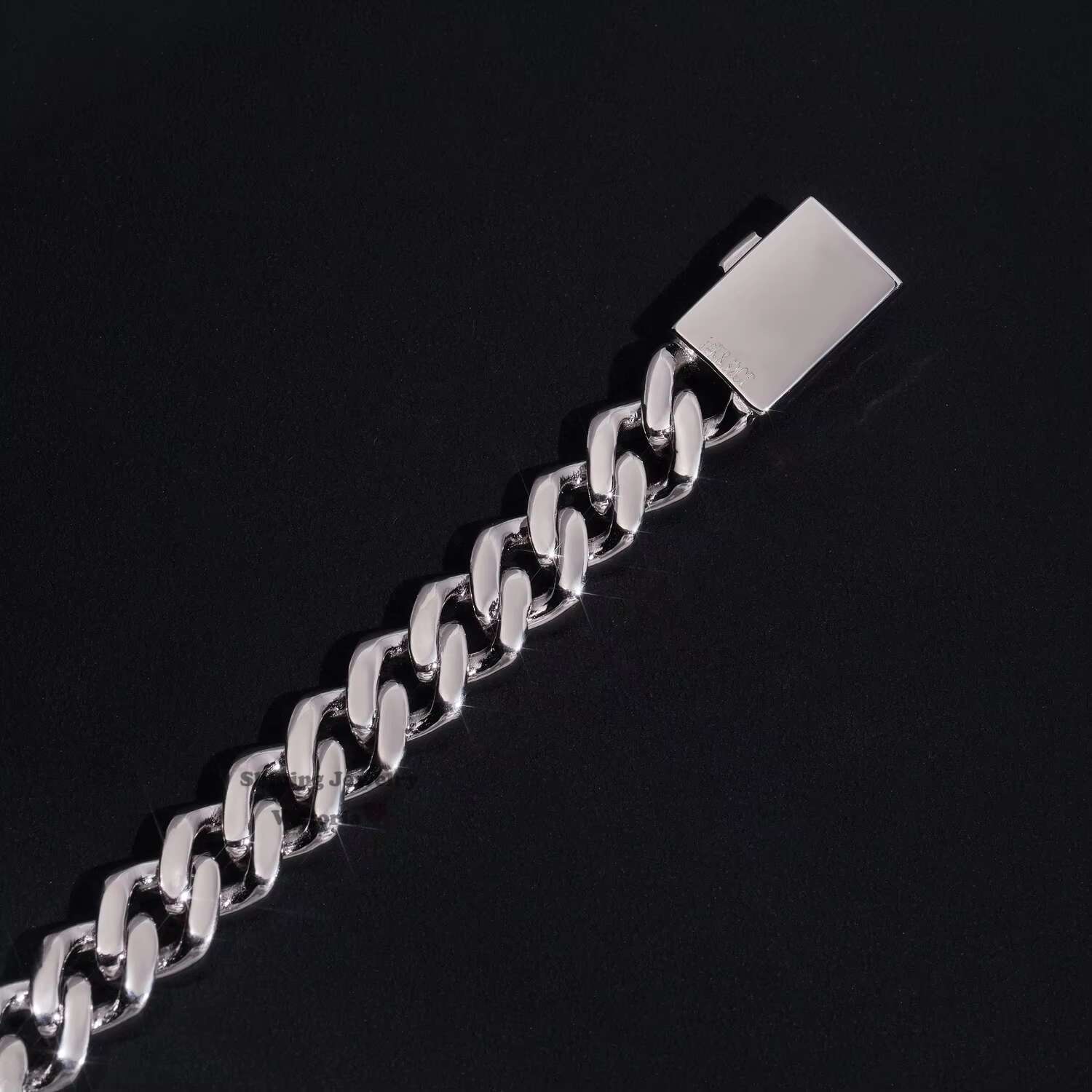 Iced Out Jewelry 13MM 925 Sterling Silver GRA Certificate Diamond Moissanite Cuban Link Bracelet Three Rows