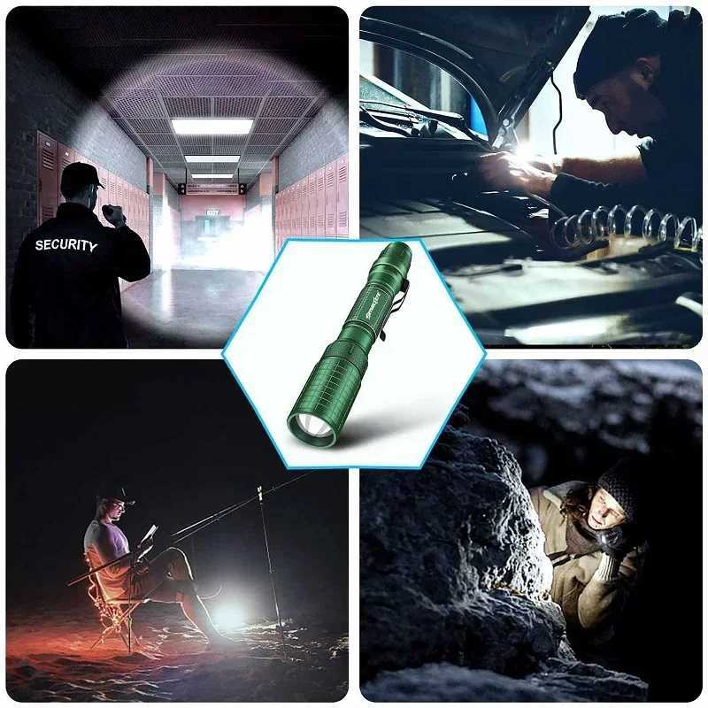 Skywolfeye 1200LM Powerful Tactical LED Flashlight with 5 Modes Scalable Waterproof Flashlight for Camping Emergency Outdoor Use Z250422