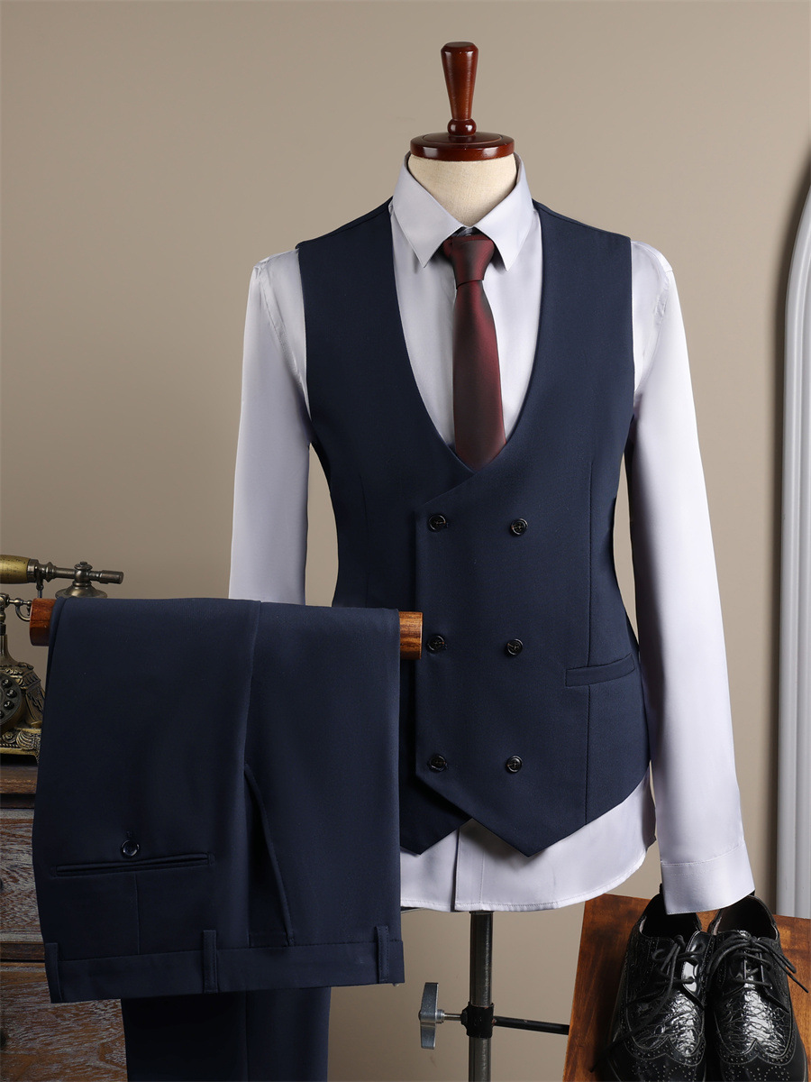 H687 Suit Slim Fit Business Casual Large Size Double Breasted Suit Men