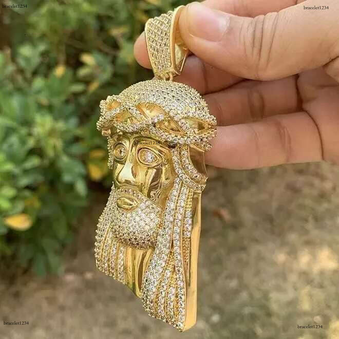 5ct VVS Moissanite Dia Mens 3D Jesus Face Sier Iced Out Custom Charm - Religious Pendant