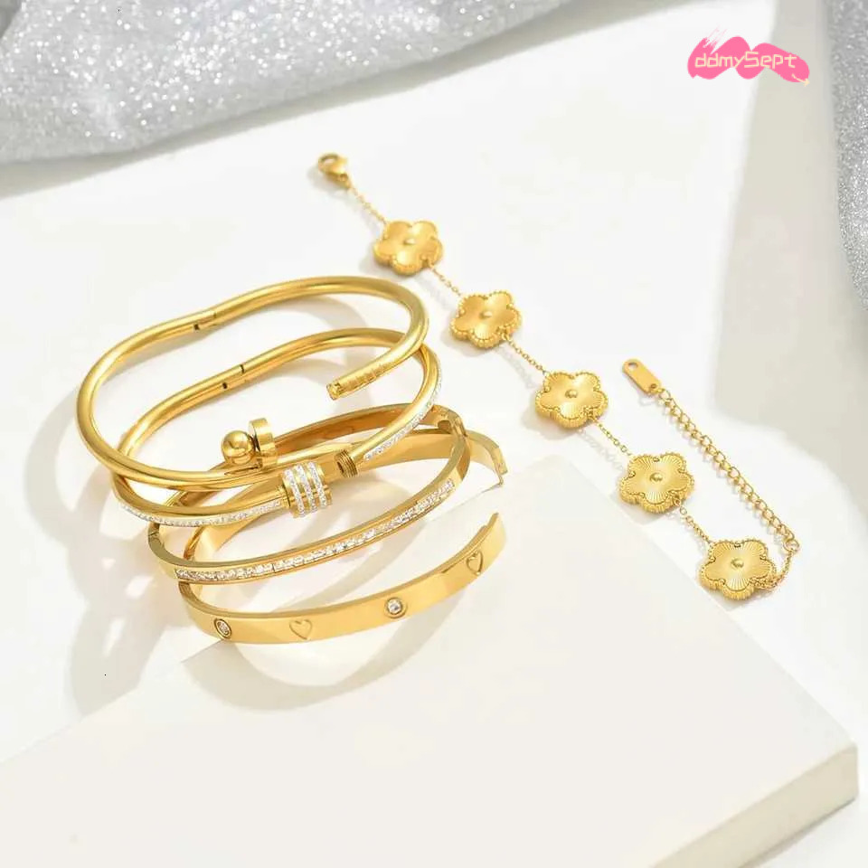 Europe And Hot Stainl Steel Lucky Fashion Wens Bracelet Gold Bangles S H11.21 ddmysept