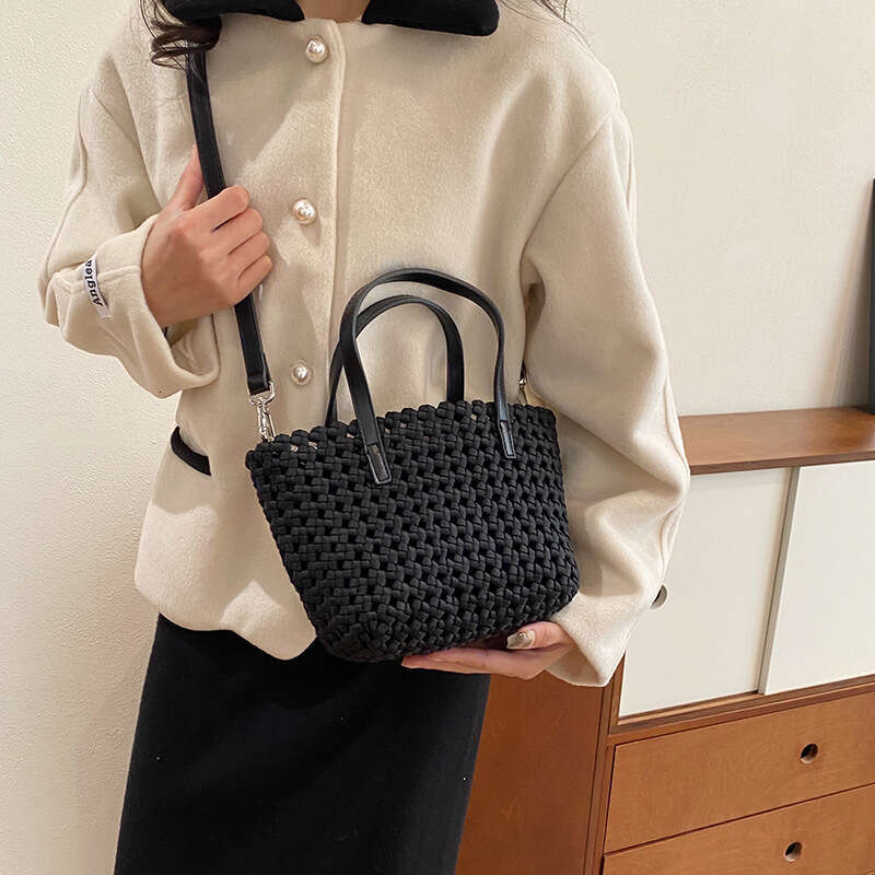Ins Style Resort Beach Bag Weaving Straw Woven Bag For Women New Summer Shoulder Vacation Beach Tote Bag Large Capacity KQ