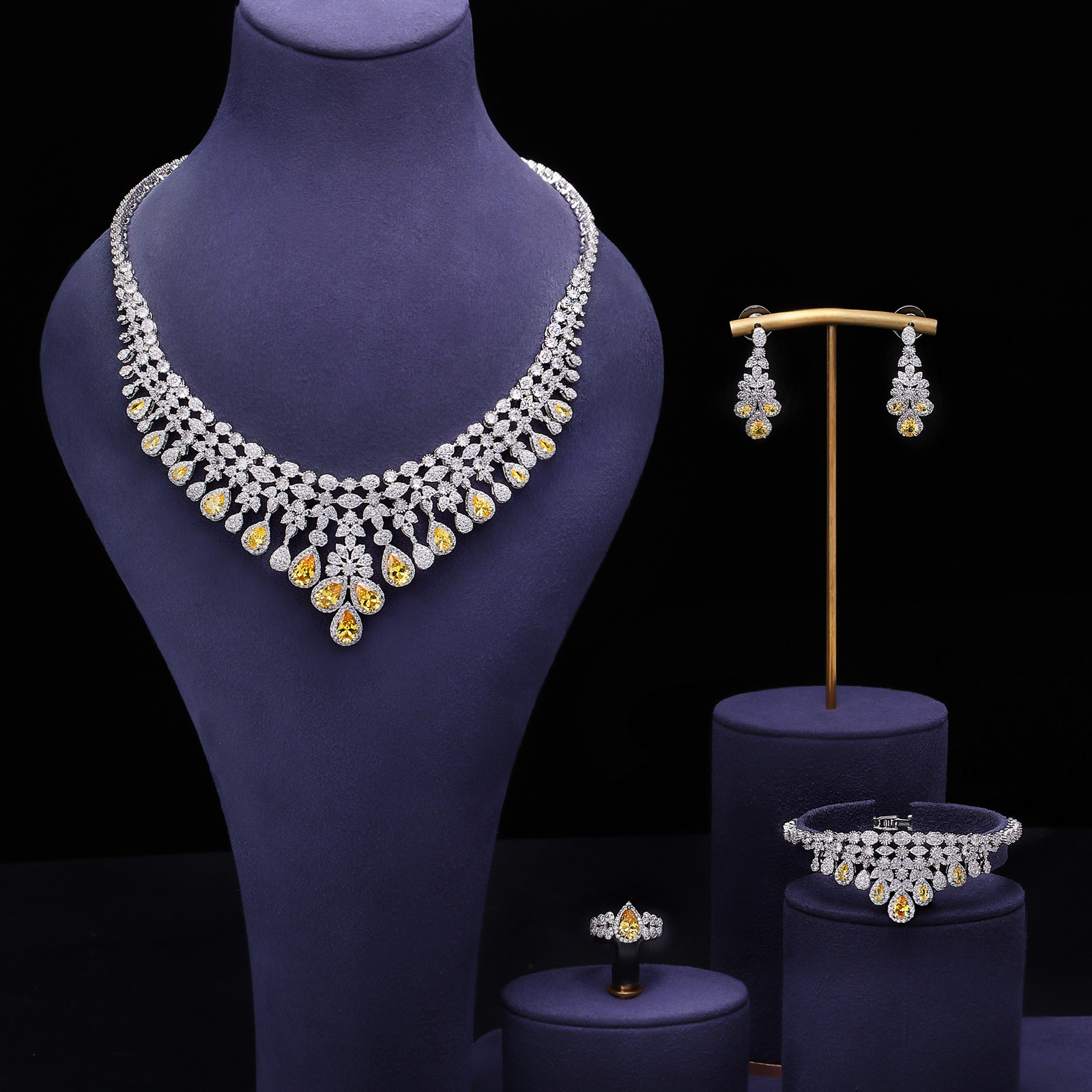 TIRIM Elegant Bridal Necklace Set Womens Cubic Zirconia Dubai Wedding Jewelry Set Bridal Accessories Party Jewelry 240906