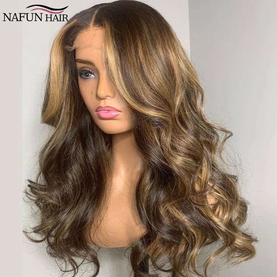 Highlight 13X4 Body Wave Front Brazilian Straight 13X6 Lace Frontal Human Hair Honey Blonde Colored