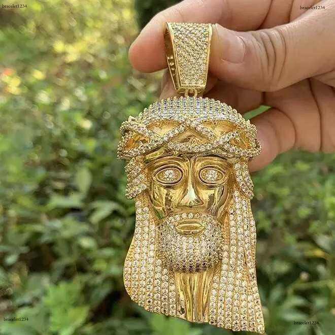 5ct VVS Moissanite Dia Mens 3D Jesus Face Sier Iced Out Custom Charm - Religious Pendant