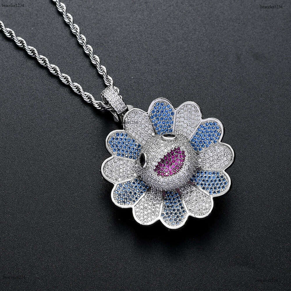 Luxury Designer Rainbow Water Necklace Miniature Inset Sterling Silver Ice Out VVS Moissanite Hip Hop Full Diameter Rotating Pendant FREE shipping