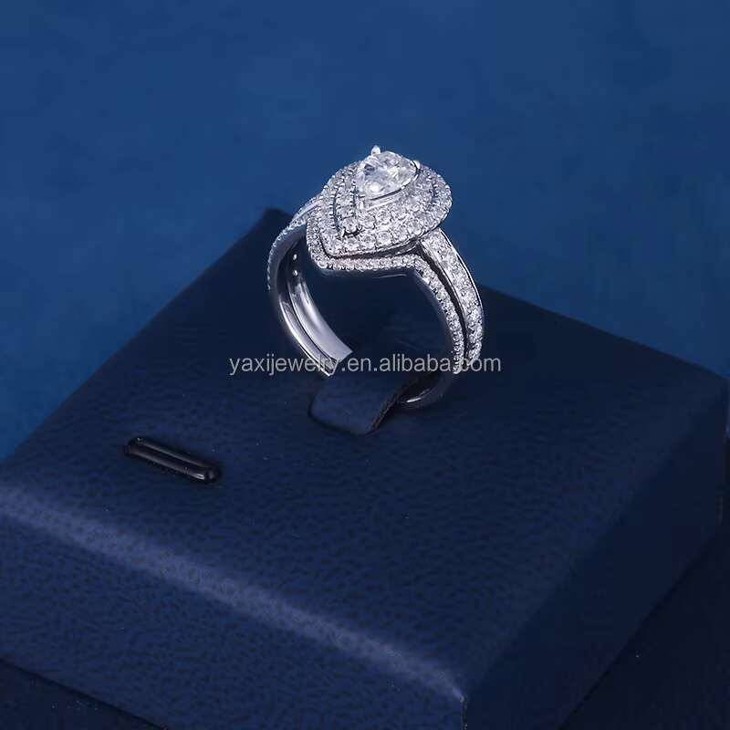 Women 1ct 1.5ct 2ct Pear Cut VVS Moissanite Diamond Lab Diamond Ring Set S925 Silver 10K 14K 18K Solid Gold Wedding Bands Ring