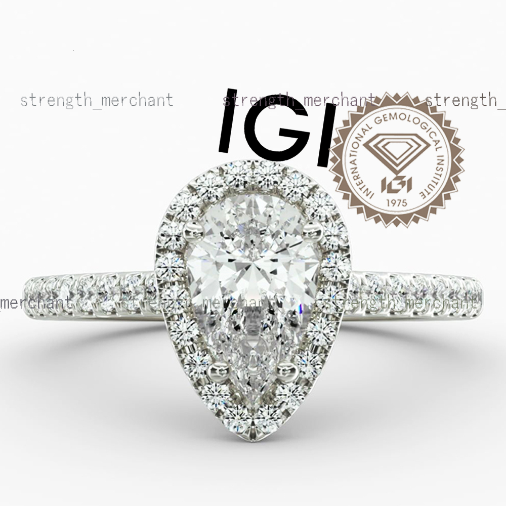 IGI GIA Certified HPHT CVD Lab Grown Pear Cut Diamond 3 2 1 18K 14K 9K Real Gold Jewelry Engagement Wedding Ring for Women