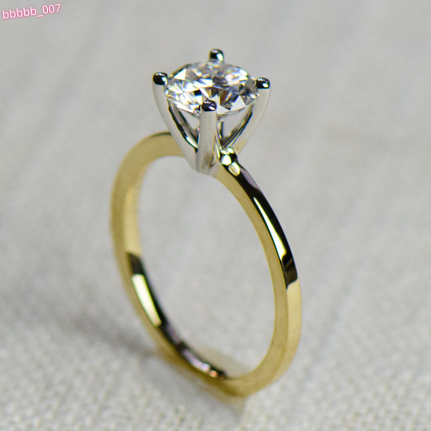 Two Toned Diamond Solitaire Ring 14k 18k Solid Gold or Platinum Lab Grown Diamond Ring