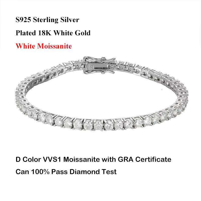 Ready to Ship 2mm 3mm 4mm 5mm 6.5mm GRA Certified VVS Moissanite Women's Tennis Bracelet Sterling Sier