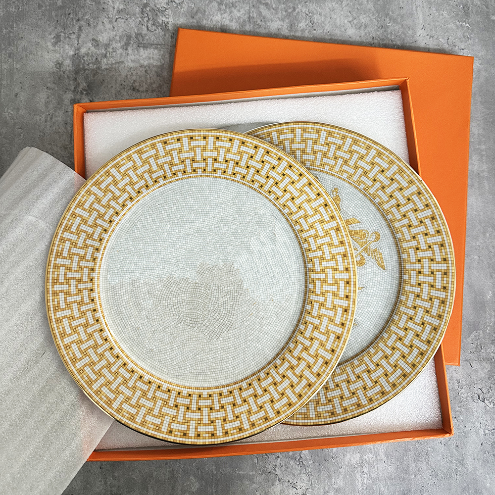 Classic 2-Pc 10" Bone China Plate Set,Floral Embossed Design, High-Quality Porcelain, Chip-Resistant & Stylish