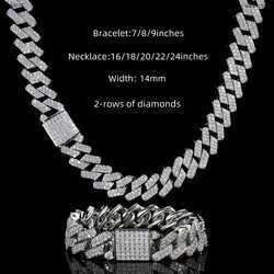 Stock Iced Out Vvs Bracelet Sier Bg Moissanite Dia Cuban k Chain Hip Hop Men Jewelry Necklace