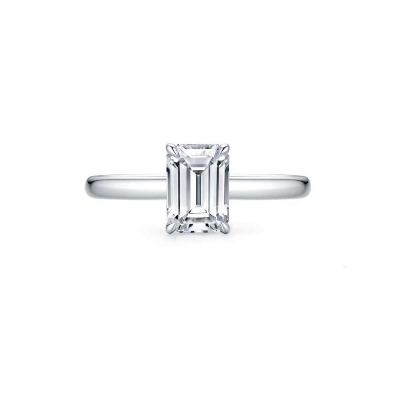 18K White Gold Classic Style Lab Grown Emerald Diamond Ring Wedding/Engagement Sample Unisex Party Jewelry Gift CVD/HPHT Cut