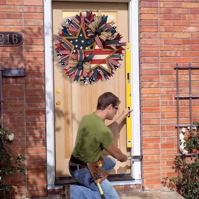 Cross-border Wholesale Home Independence Day Wreaths Patriotic Star Wreaths Wall Hangings And Festive Atmosphere Decorative Pendants