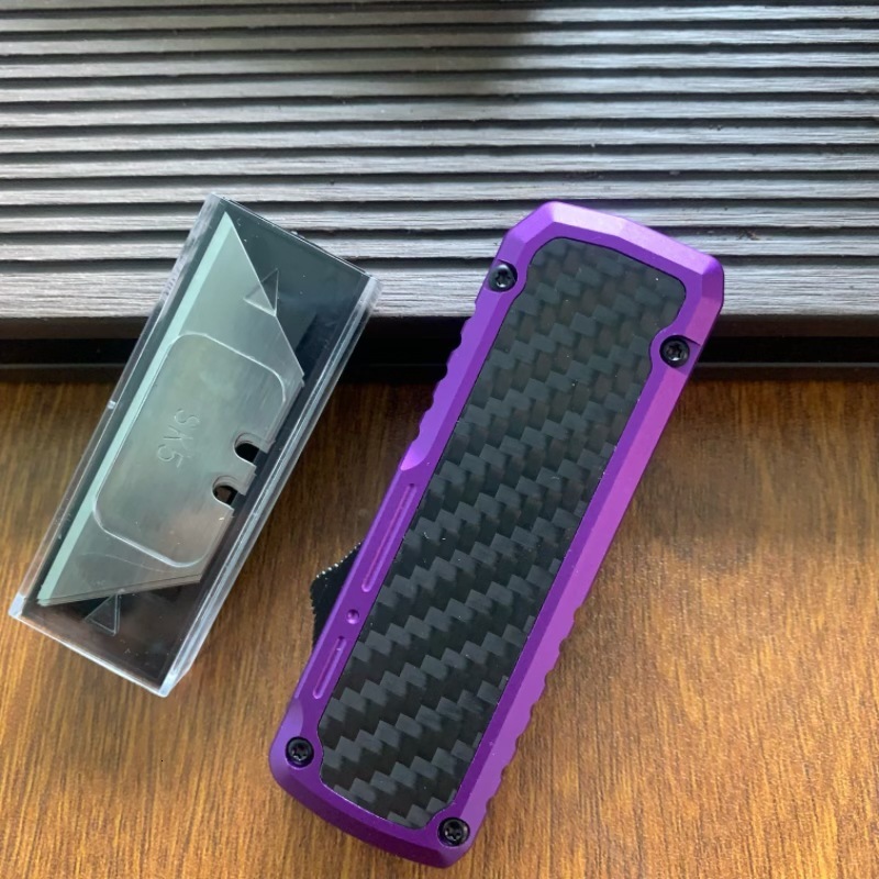 NEW Carbon Fiber OTF TECH Utility Knife SK5 Replaceable Blades Cutting Tool Paper Cutter EDC Tactical Gear Legal Pocketknife