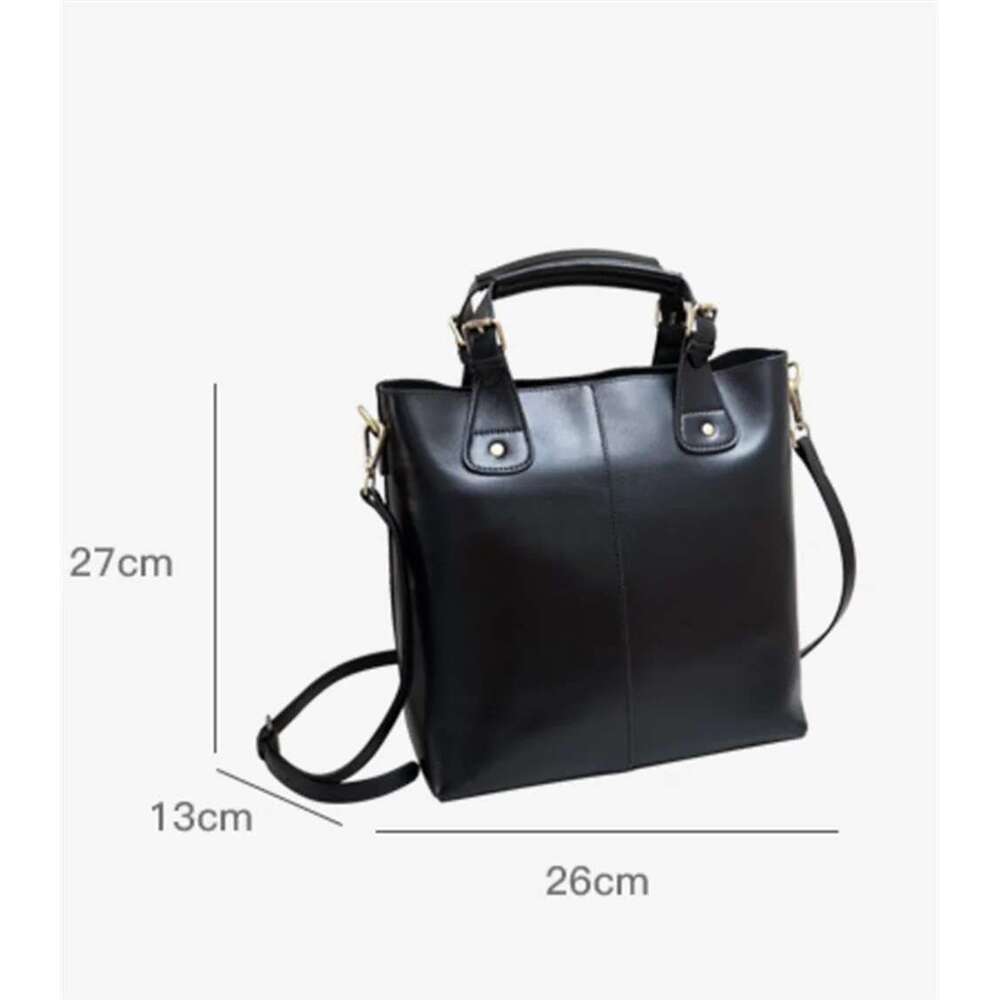 Zency Genuine Leather Women Tote Large Brown Handbag Retro Bucket Bag Classic Lady Crossbody Messenger Purse For Work Bag