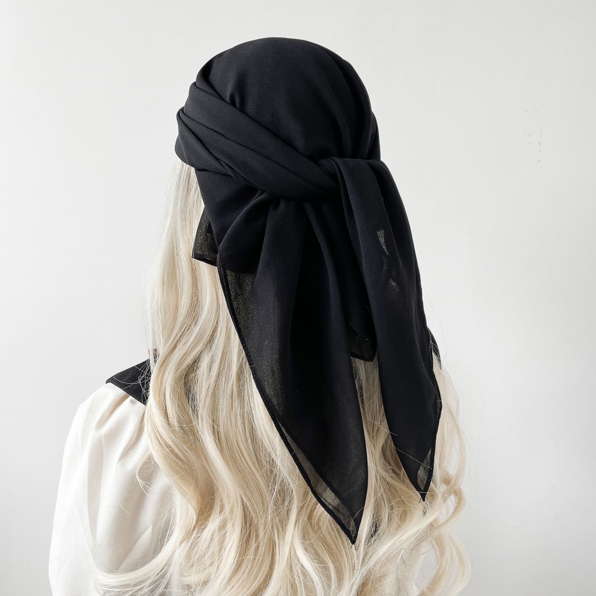 K487 Summer square scarf silk scarf 90 pearl chiffon solid color scarf Malay headscarf Southeast Asian women's headscarf hijab Hui ethnic group