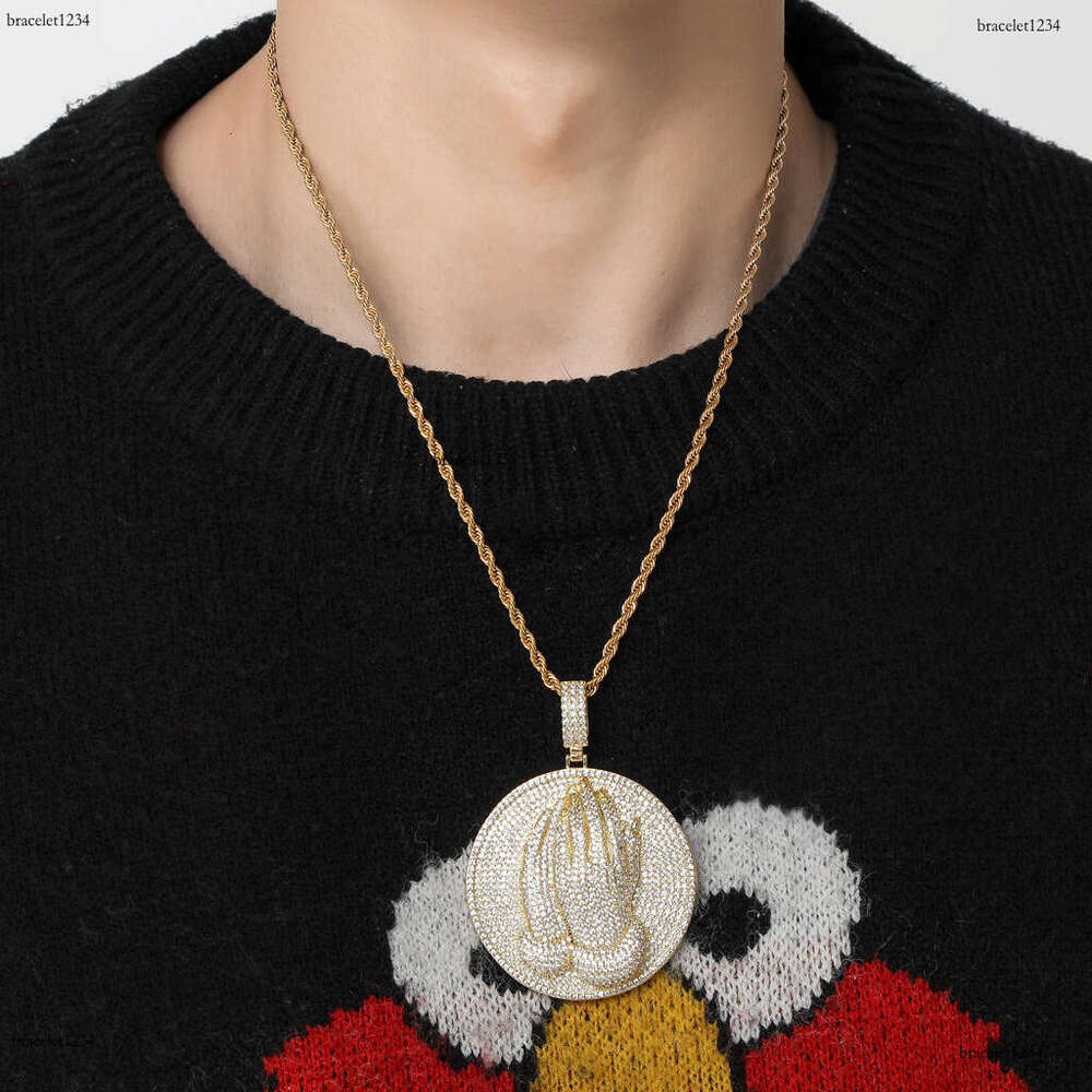 Luxury designer new Prayer Pendant Hip Hop Men Women Ice out VVS Moissanite necklace collarbone Chain with free shipping