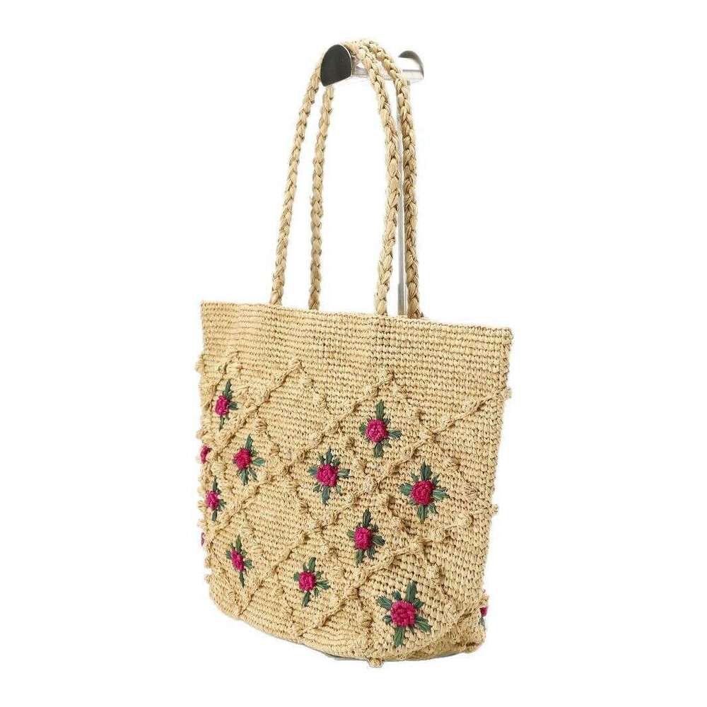 Ins Style Resort Beach Bag Handmade Rose Blossom For Leisure Vacation Summer Travel Beach Bag Exquisite Hook Flower Weaving Bag KQ