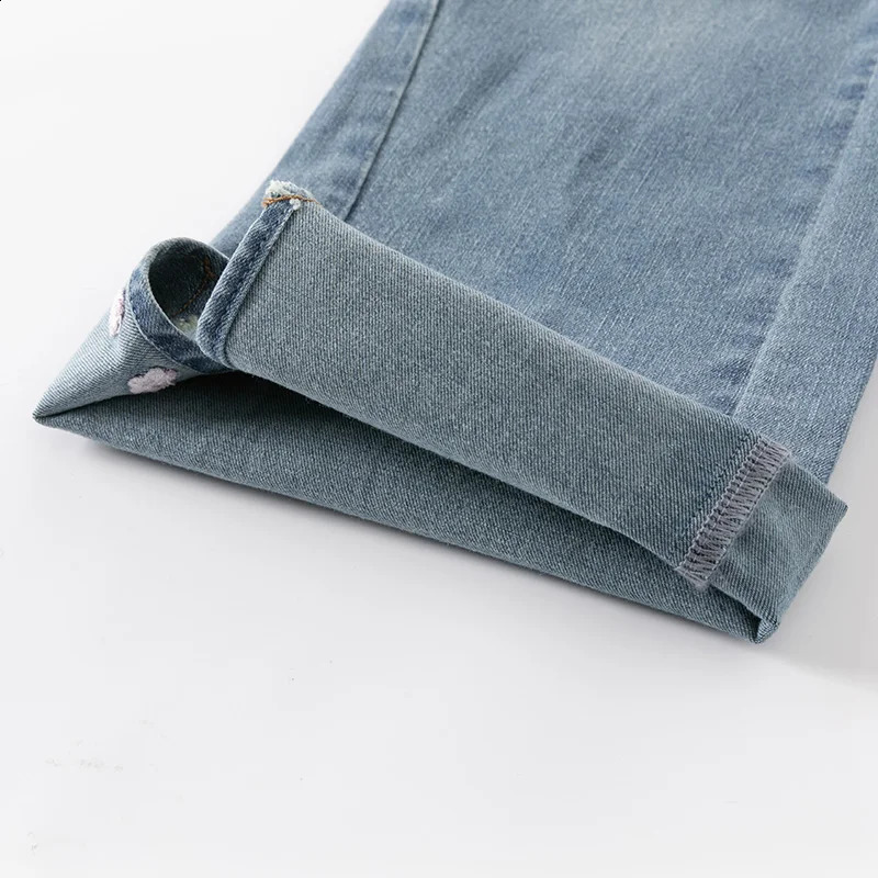 Dave Bella Childrens Jeans Spring Fashion Casual Cute Butterfly Girl Loose and Comfortable Outdoor DK1250372 250414z