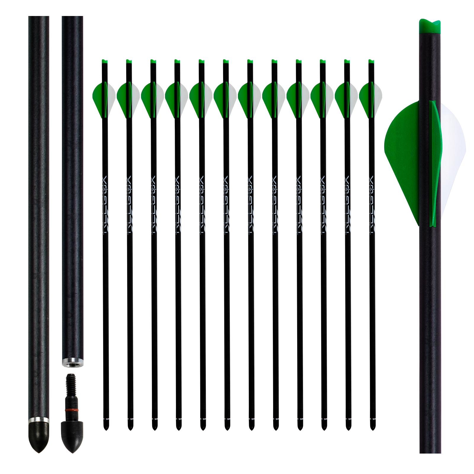 Crossbow Arrows 20 inch Crossbow Bolts Hunting Carbon Arrows for Crossbow Half-Moon Nocks Archery Practice Training Arrows(Pack of 12)