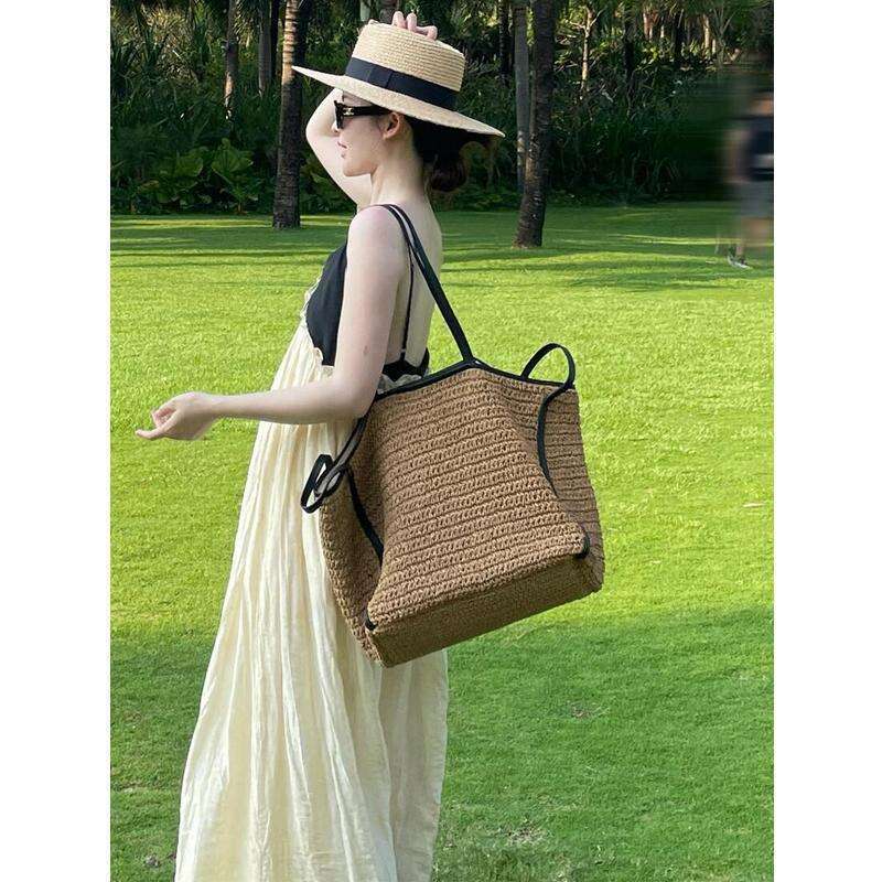 Ins Style Resort Beach Bag Straw For Women S Big Looks New Summer Tote Shopping Beach Vacation Woven Bag KQ