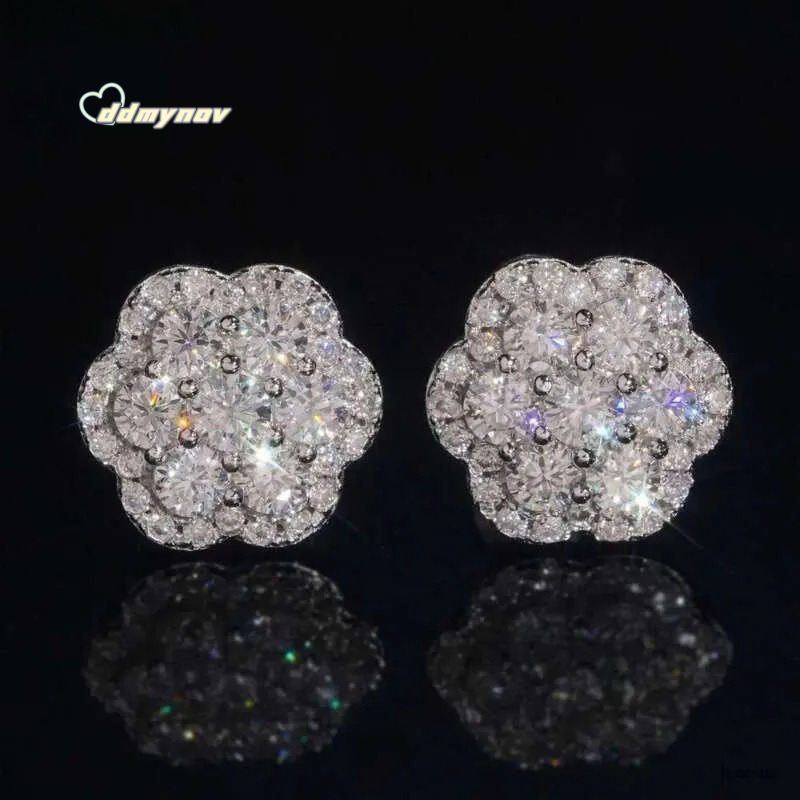 Elegant Dazzg Trendy wer 10MM Moissanite Dia Ear Studs For Men Women 925 silver Hip Hop Jewelry Fine Earrings ddmynov