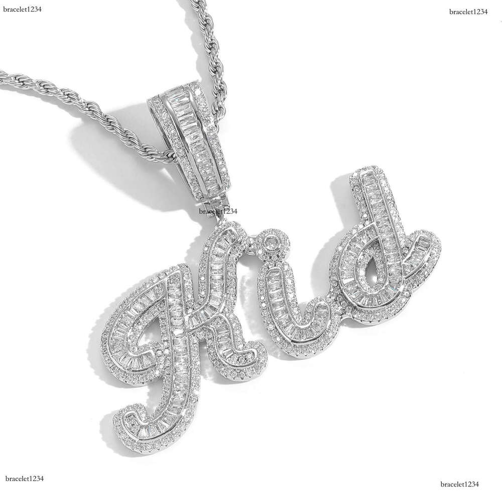 Luxury designer hip hop patchwork pendant Ice out VVS Moissanite ladder square Letter Men Women Hip hop necklace pendant