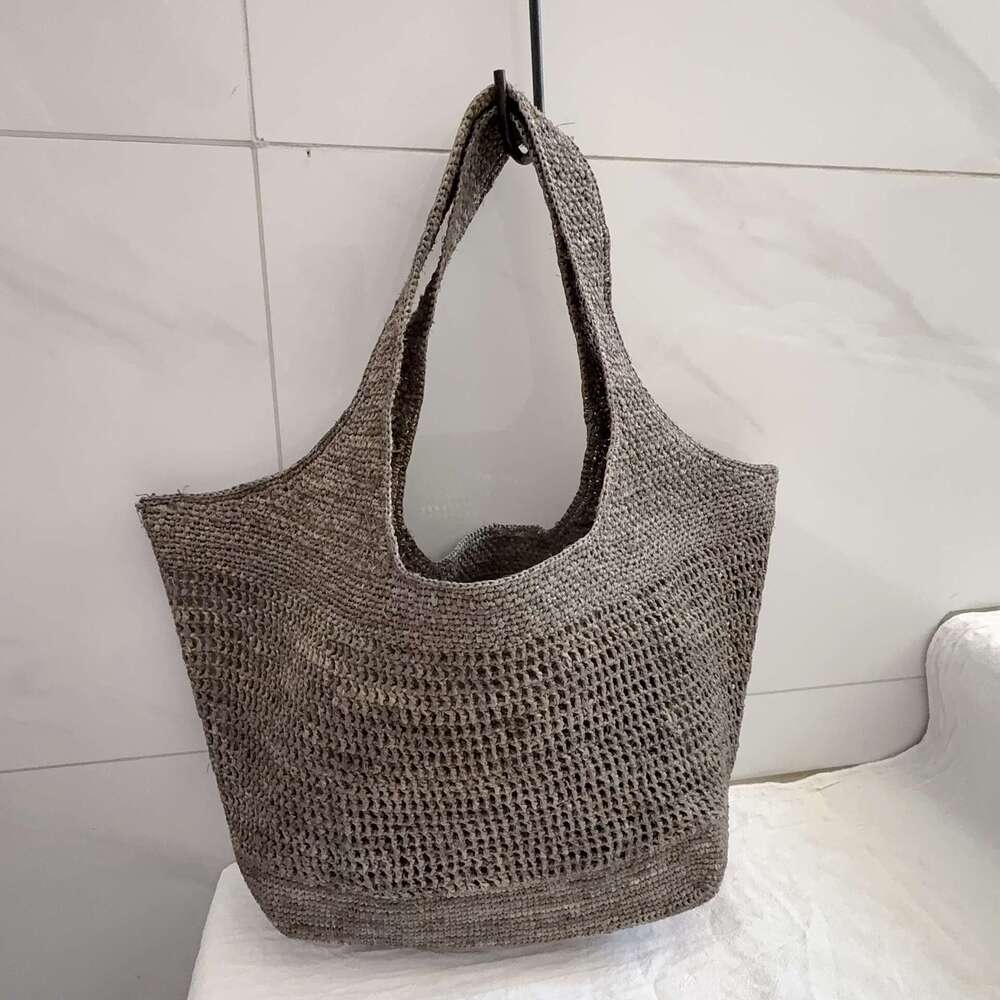 Ins Style Resort Beach Bag New Summer Shoulder Bag For Women Lafite Grass Hand Woven Tote Bag Beach Vacation Handbag KQ