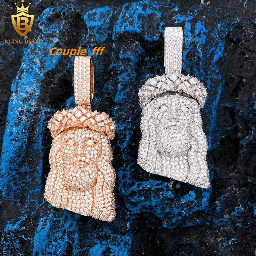 Wholesale Iced Out Hip Hop Jewelry Jesus Necklace Diamond Moissanite Custom Pendant 925 Sterling Silver