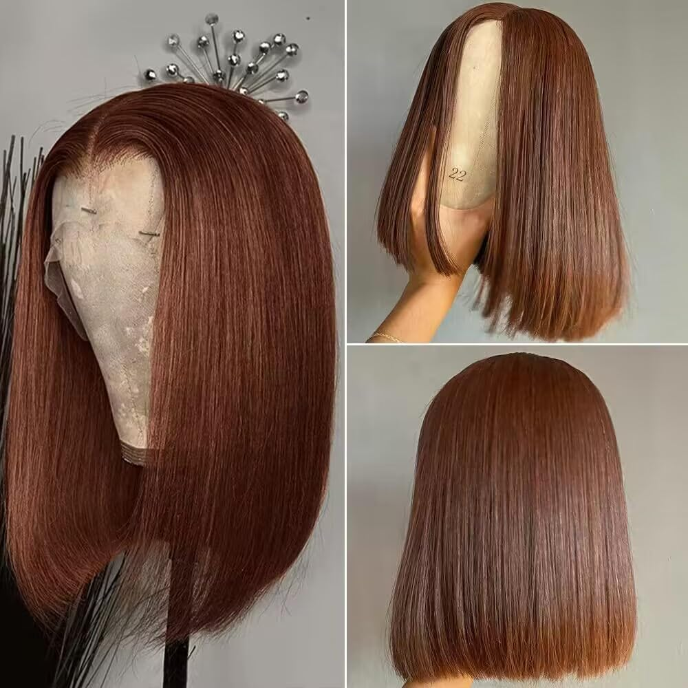 Brazilian Reallly Huamn Hair Straight Short Bob Wigs HD Lace Wigs 280 Density Bone Straight Pre Plucked Black Transparent Glueless Lace Front Human Ha