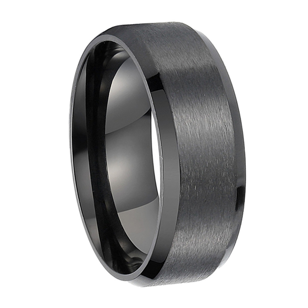 Top Source Men and Women 8MM Matte Titanium Stainless Steel Ring Engraved Jewelry