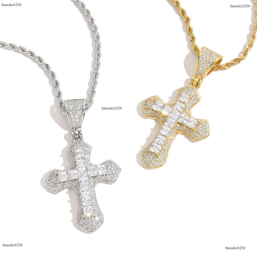 Luxury designer Cross Pendant Ice out VVS Moissanite Pendant Solid Men's and Women's Hip Hop Necklace with free shipping