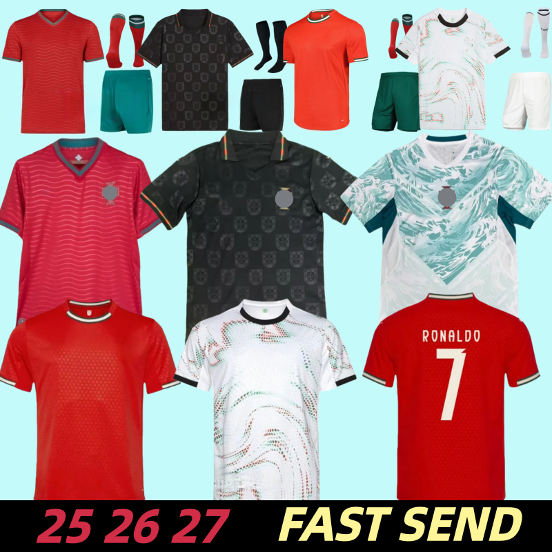 25 26 27 Cristiano RoNalDo maillot portugal jersey WORLD 2026 2027 B.FERNANDES R. Leao JOAO FELIX PEPE BERMARDO Portuguese football shirt Men Kids kit