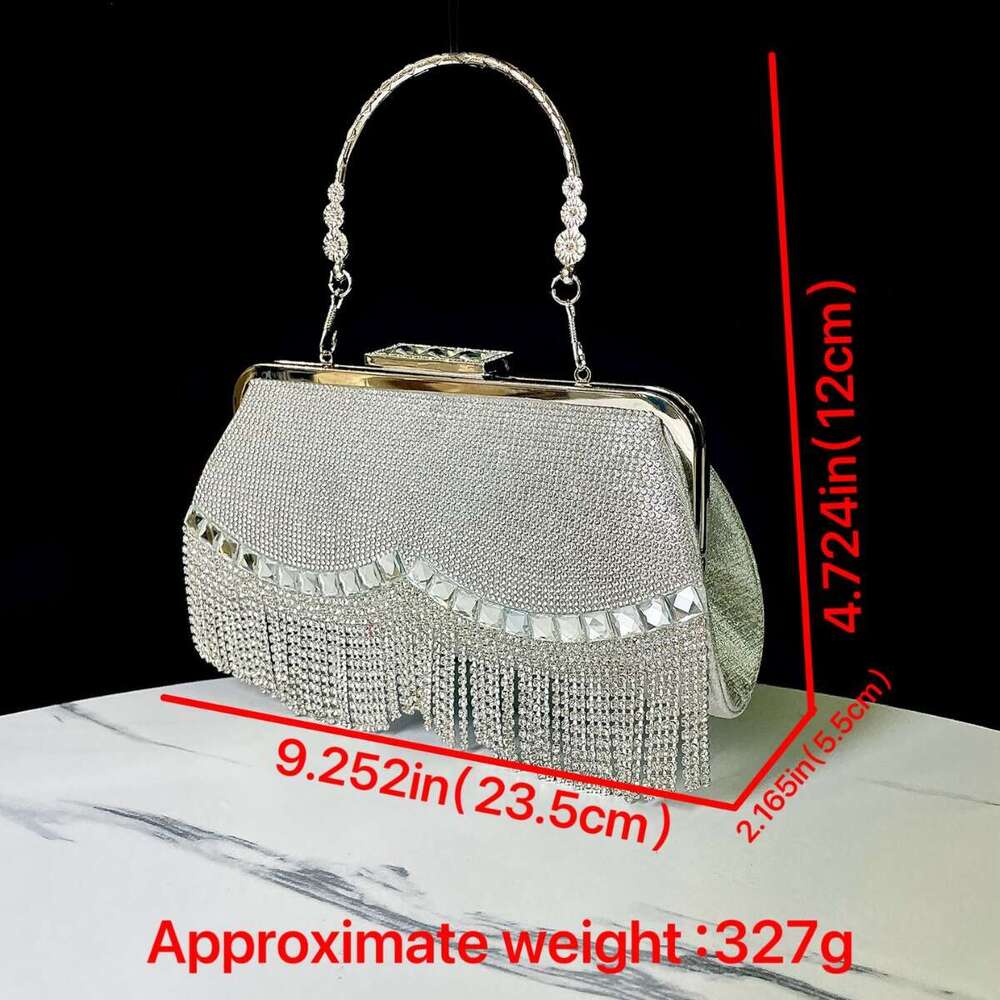New Tassel KTV Princess Dinner Formal Dress Hand-Held Bag, One Shoulder Diagonal Cross Banquet Bag