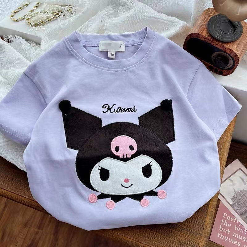 DISNEY Kids designer clothes short-sleeved cartoon T-shirt for girls leisure clothes for children printed tops for babies.