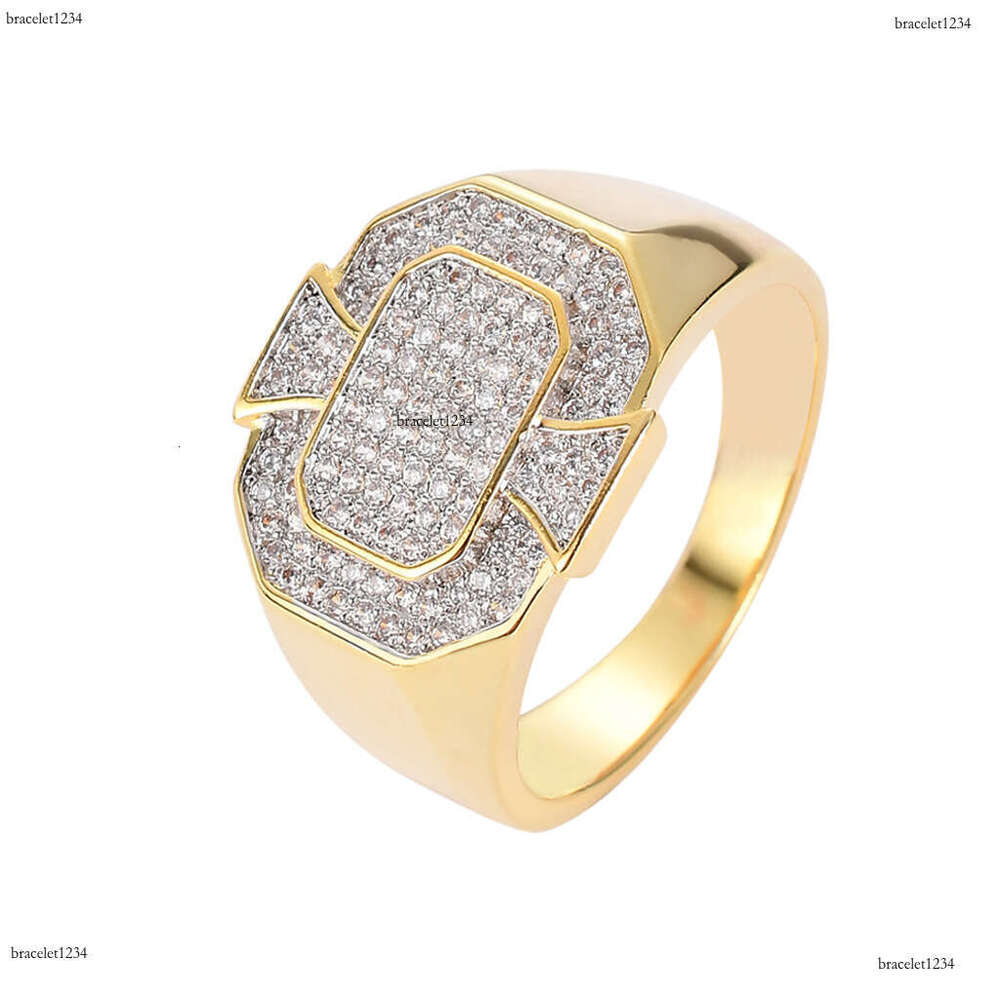 Luxury designer New Hip Hop Men Women's ring with real sterling silver gold-plated ice out of VVS Moissanite geometry Hip Hop ring