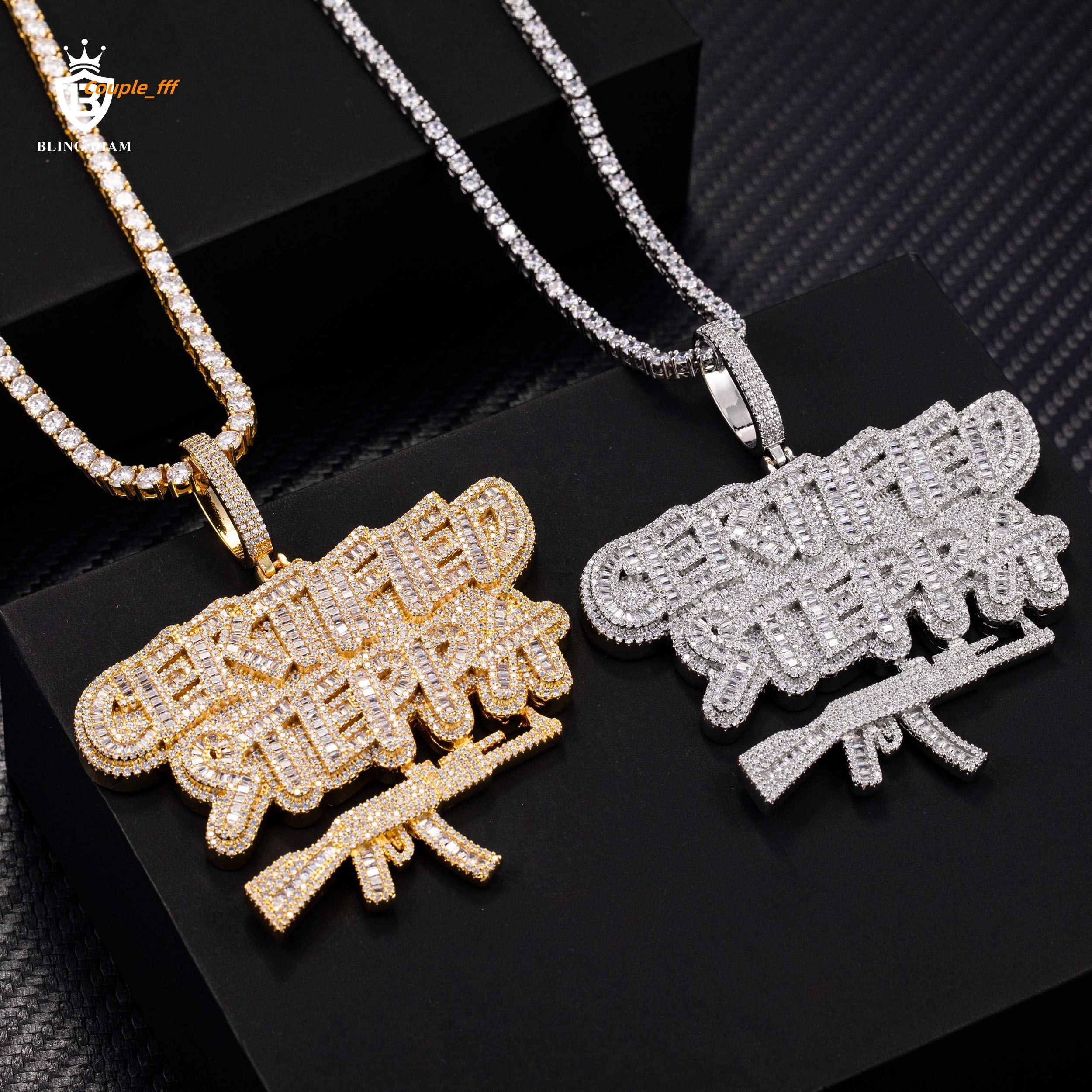 Wholesale Custom Pendant Iced Out Jewelry Hip Hop Brass Full VVS Moissanite Diamond Necklace Set Letter Pendant