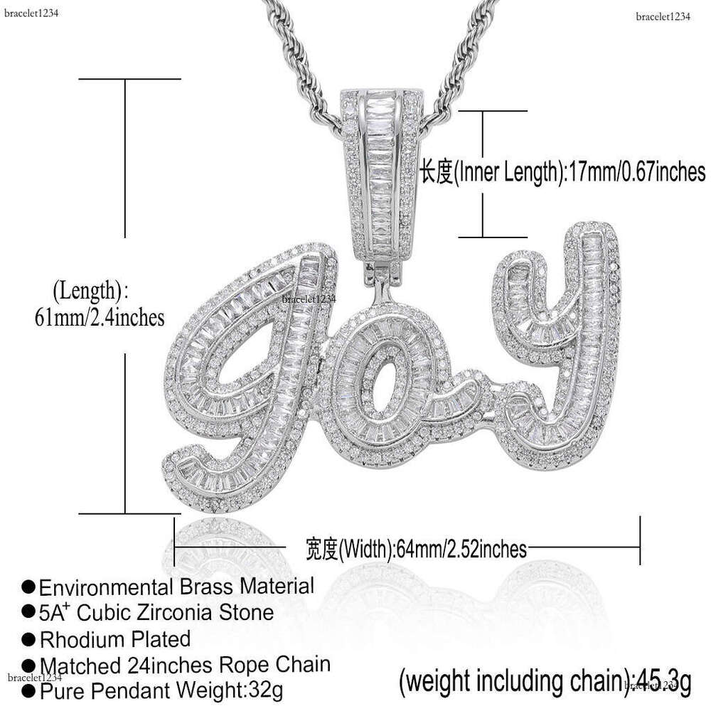 Luxury designer hip hop patchwork pendant Ice out VVS Moissanite ladder square Letter Men Women Hip hop necklace pendant