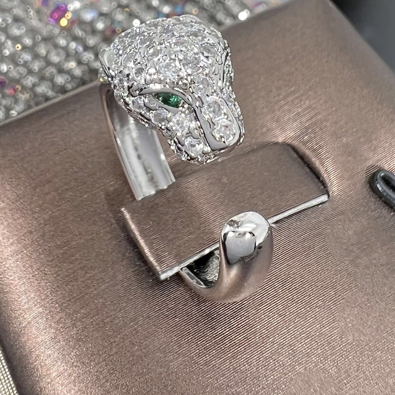 925 silver cheetah ring Never fade inlaid crystal size 5 6 7 for women Girls rings Premium gift ADITA J001