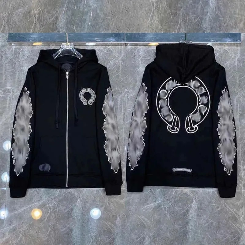 designer zipper chromehoodies men jackets hoodie long sleeves jacket loose outwear heartshoodie chrome hearts coats hoody mens woman streetwear clothes s 9b7 hear