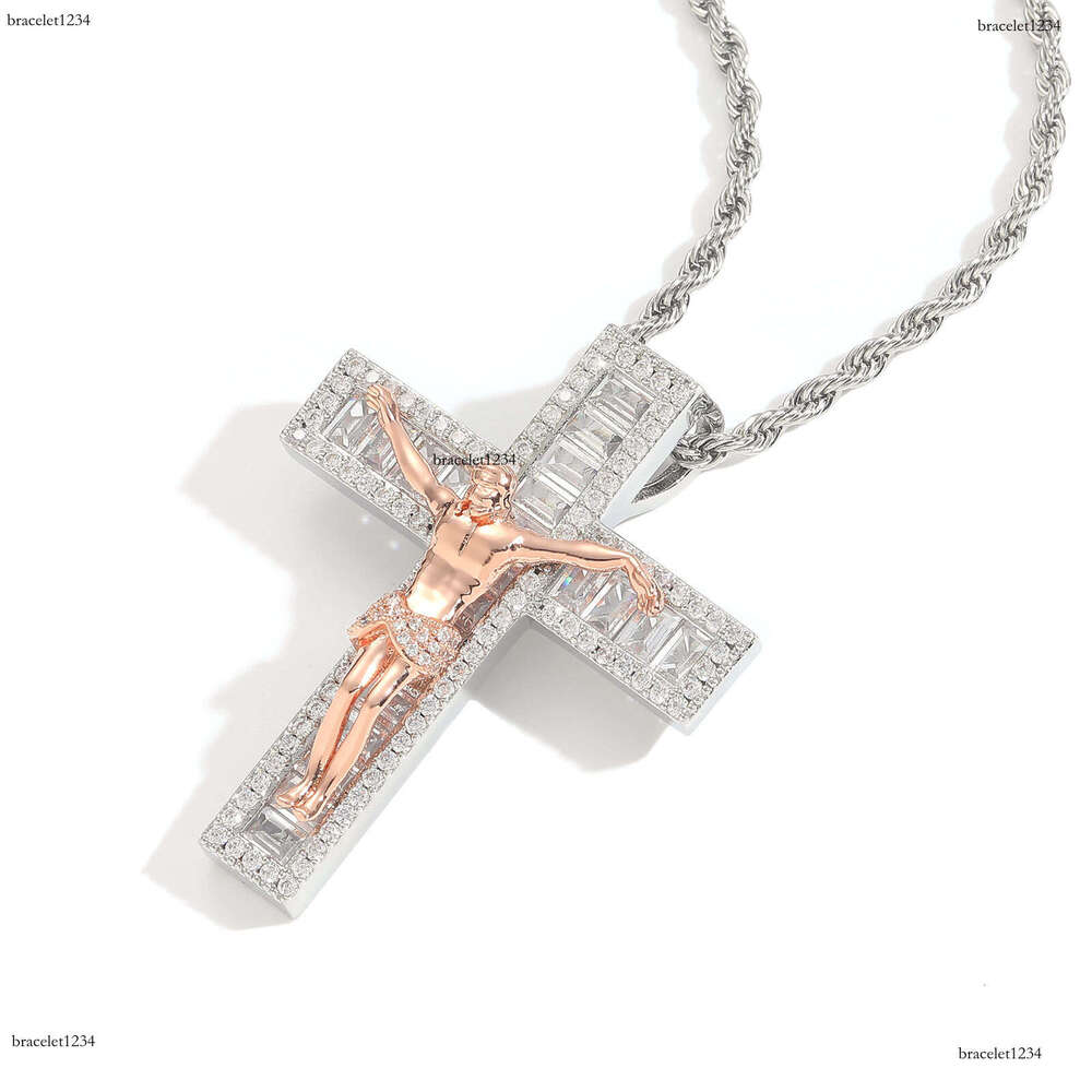Luxury necklace cross copper micro-inlaid ice out VVS Moissanite hip Hop pendant for men and women Free delivery