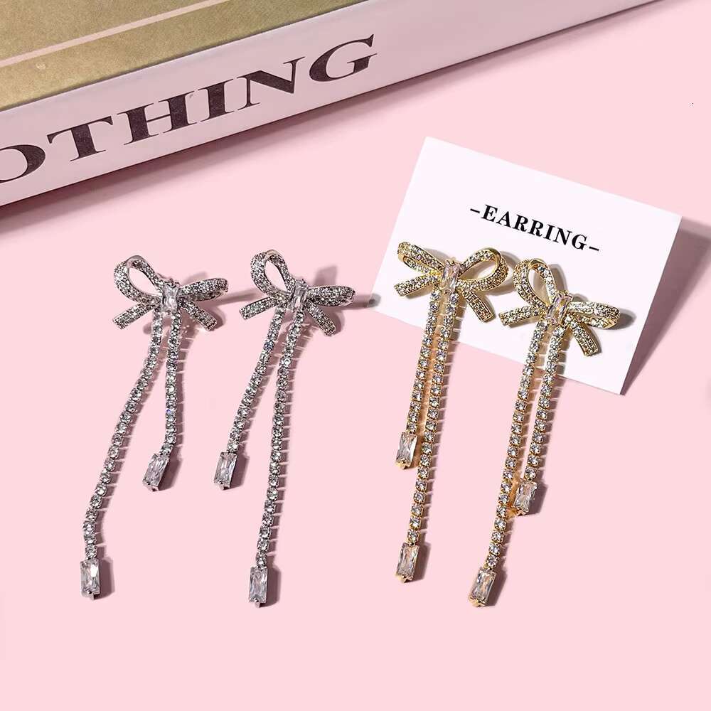 Hot Sale Designer Cubic Moissaniteia Drop Earrings 18k Gold Plated Tassel Butterfly Stud Earrings for Women