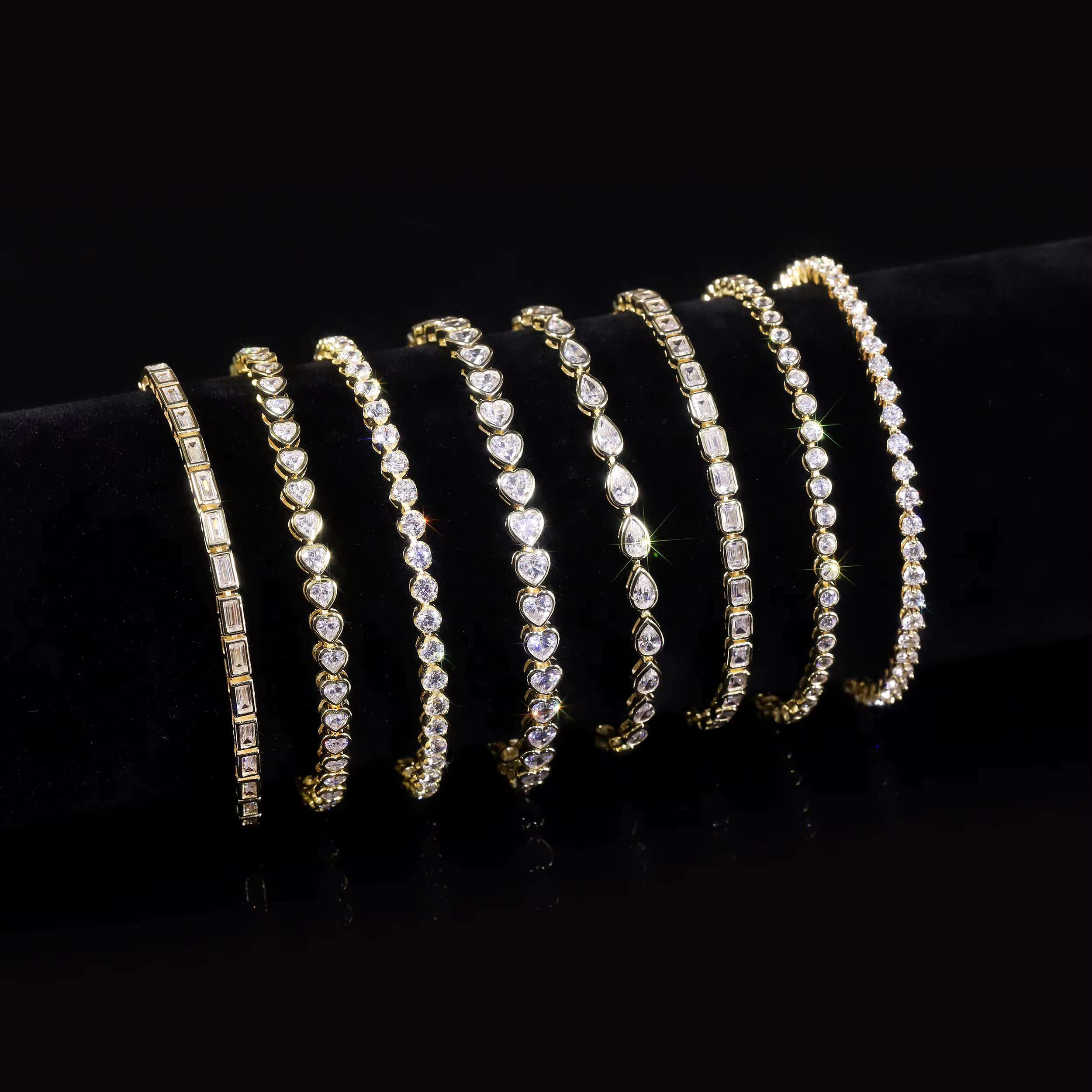 Abiding Real Gold Jewelry Custom Length Different Cut Lab Grown Diamond PT950 9K 10K 14K 18K Solid Gold Diamond Tennis Bracelet
