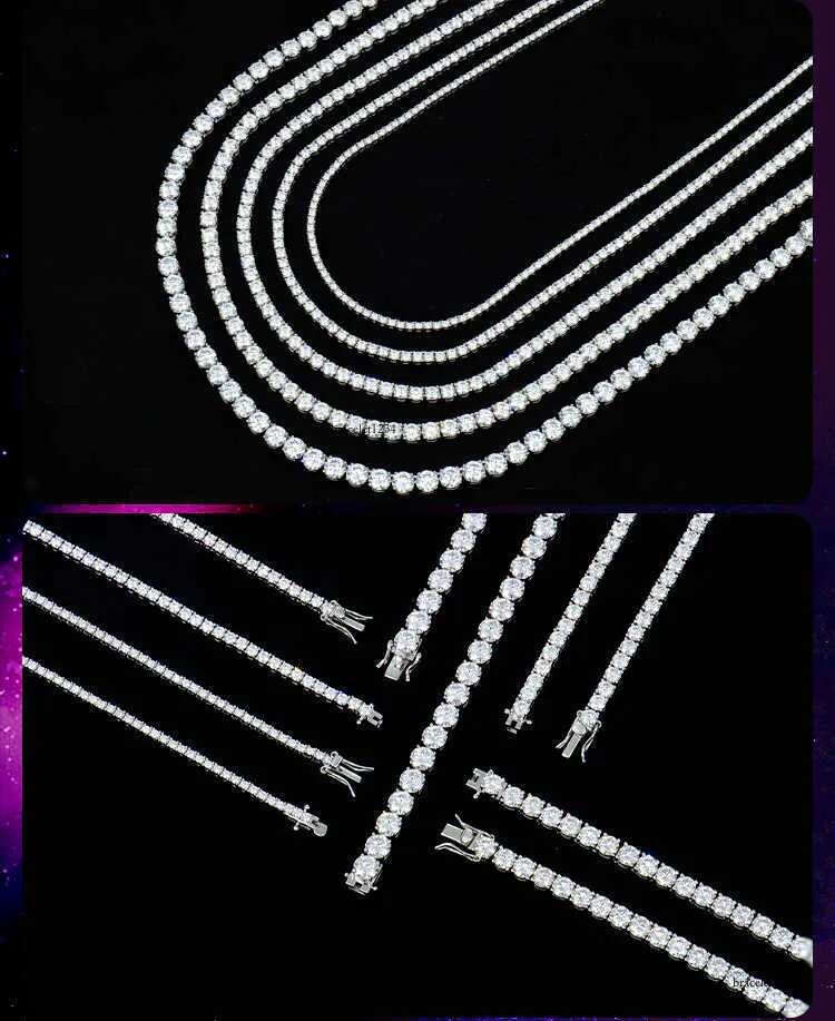 Custom gra jewelry 3MM 4MM 5MM sterg sier vvs tennis ice out lab grown dia mossanite moissanite necklace chain for women men