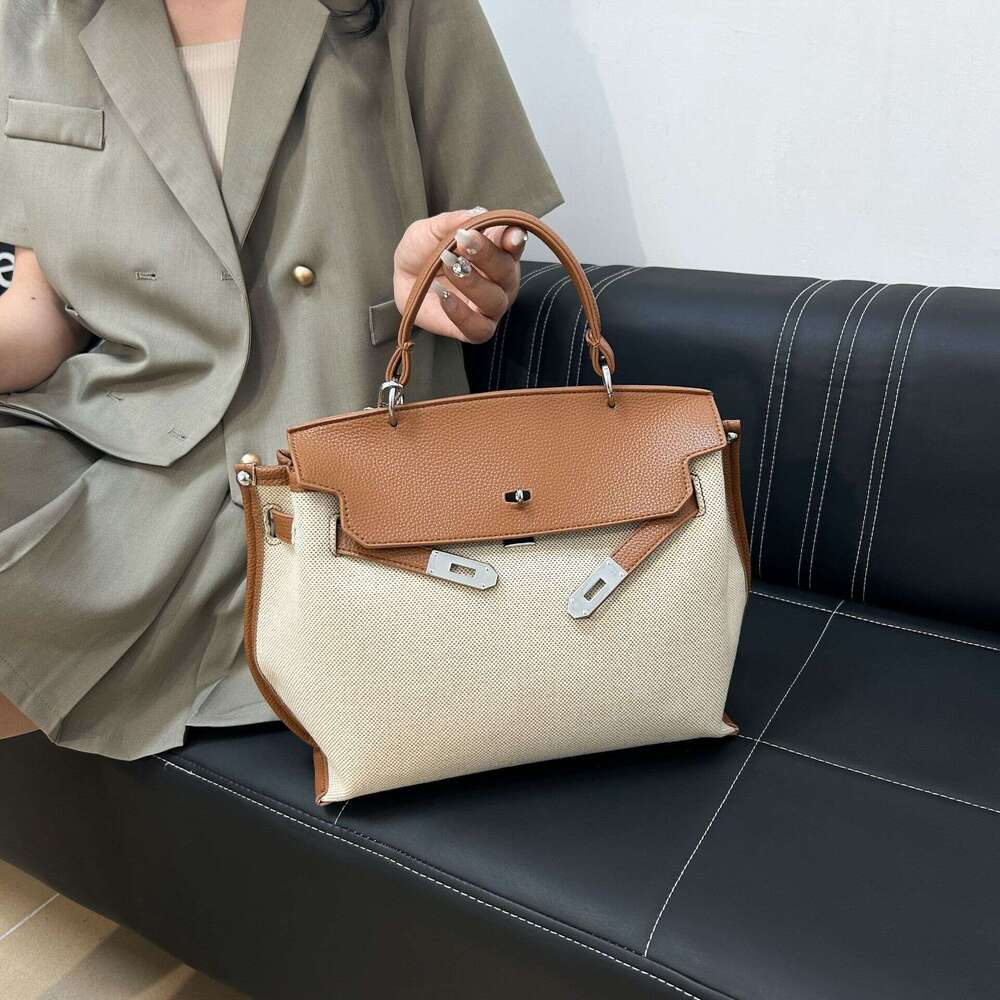 Designer Bag Fashionable Tote New Canvas Women S Trendy Kelly Large Capacity Contrasting Color Single Shoulder Diagonal Cross