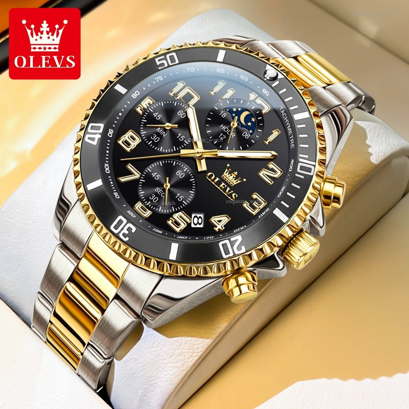OLEVS Brand Designer Celebrity Endorsed Casual Luxury Waterproof Luminous Men's Watch, Multi-functional Steel Band Men's Watch Free Delivery