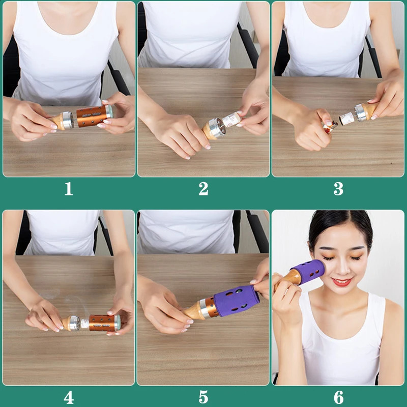 Jade Facial Beauty Massage Device Warm Moxibustion Rods Rotatable Lodestone Massager Moxa Stick Body Meridian Acupuncture Point 250418