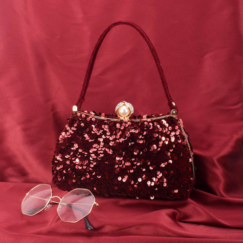 New Sequin Dinner Women's Handheld Diamond Set Dress Solid Color Shoulder Bag