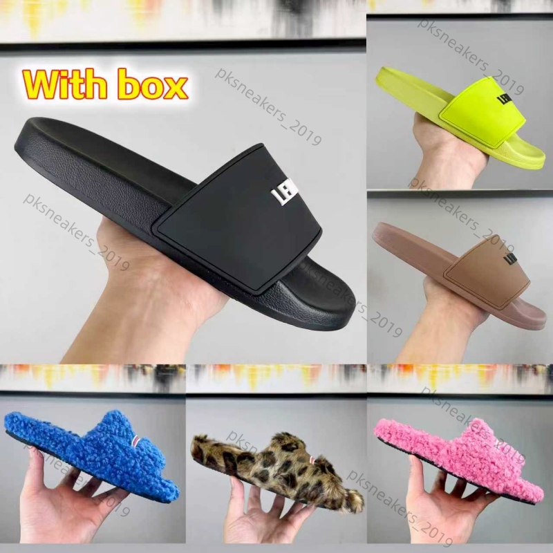 Fashion slipper sliders Paris slides sandals slippers for men women Hot Designer unisex Pool beach flip flops With box Size 35-46